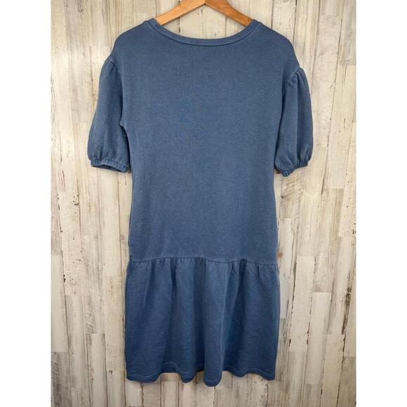 Caslon Casual Blue Dress Short Puff Sleeves Round Neck Size XXS Pockets - Picture 5 of 12